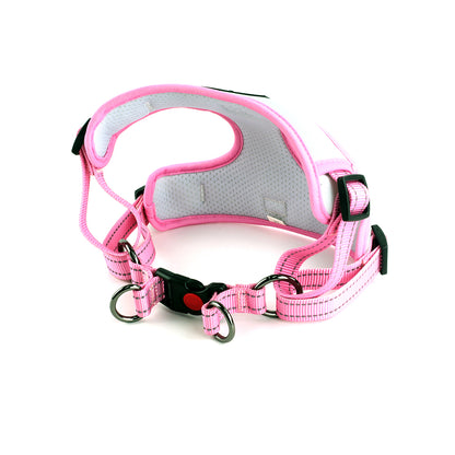 Oxford Cloth Smart Casual Harness - Snow with Pink