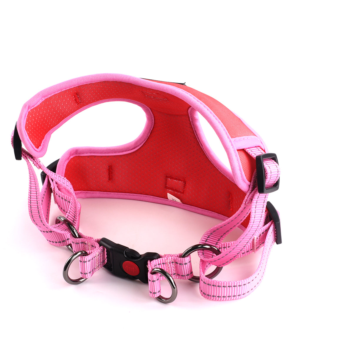 Oxford Cloth Smart Casual Harness - Crimson with Pink